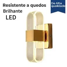 Arandela Parede Dourada Forma Oval LED 12W Luz Tricolor Branca Neutra Amarela Decoração Quarto Hall