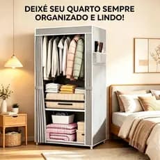 Guarda Roupa Dobravel 5 Camadas Porta Magnetica Resistente Multiuso Economiza Espaco para Casa