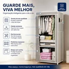 Guarda Roupa Dobrável com Cabideiro e Sapateira Grande, Portátil Multiuso Armário Organizador