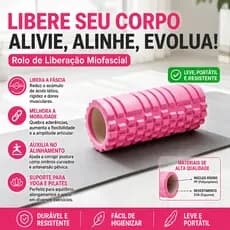 Rolo de Massagem Liberação Miofascial Foam Roller, Alívio Muscular Pós-Treino Para Yoga Pilates e Exercícios