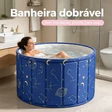 Banheira Dobrável Adulto 70cm 254L Portátil Reforçada com Drenagem Rápida