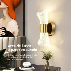 Luminária de parede LED com textura arqueada minimalista moderna, luz de cabeceira quarto luxo leve, luminária decorativ