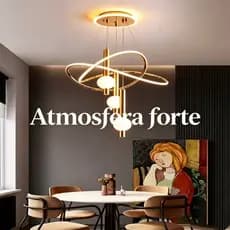 Lustre suspenso modelo três lâminas com três esferas, luz suave anti-ofuscante, design diferenciado para decoração casa