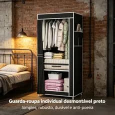 Guarda‑Roupa Organizador Resistente Portátil Dobrável Grande Multiuso com Espaço de Armazenamento Lateral para Quarto