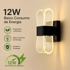 Luminária de parede com braço curvo flexível, luz suave proteção ocular, design elegante para decoração residencial entr