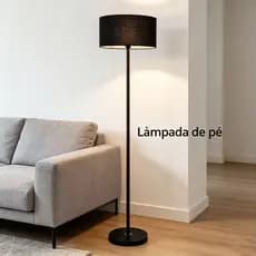 Luminária de chão preta com cúpula redonda. Design moderno, ideal para sala, escritório e decoração elegante
