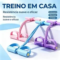 Aparelho de Treino com Pedal 4 Tubos Elásticos Silencioso Antiaderente Modelar Pernas Abdome