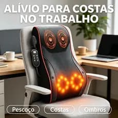 Almofada Massageadora Shiatsu Lombar Aquecimento Controle Remoto 3 Modos Encosto Cadeira Alívio Dor Pescoço Ombros Costa