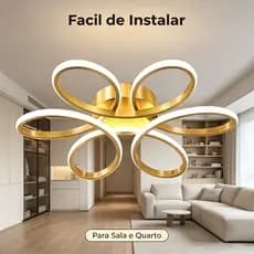 Luminária Flor LED de Teto 3 Cores de Estrutura 3 Tons de Luz Regulável para Sala e Quarto