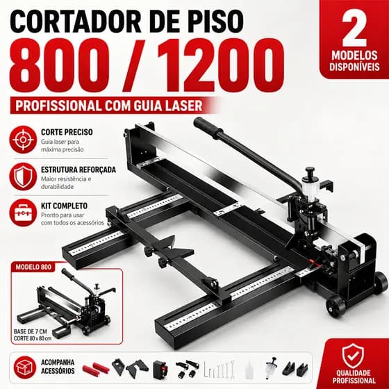 Riscadeira Cortador de Piso 80/120cm Porcelanato Cerâmica com Guia de Corte e Rolamentos Profissional