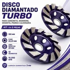 Kit 2pcs Disco Desbaste Diamantado Concreto Esmerilhadeira Mármore