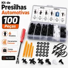 Kit 100 Peças Grampo Presilha Automotiva Prendedor Hibrido De Clipes De Fixação De Peças Pino Parachoque Carro Universal