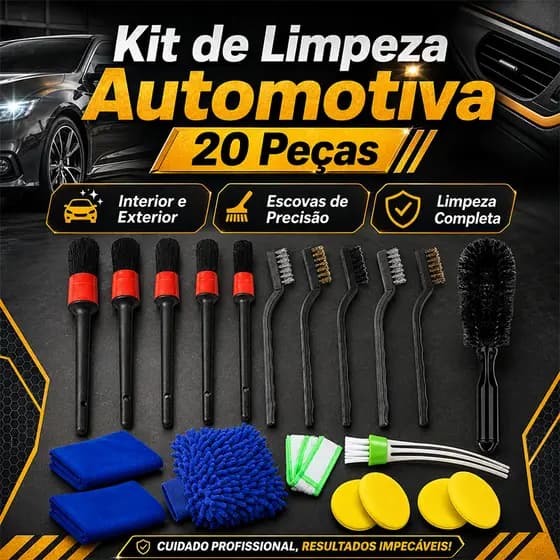 Kit Limpeza Automotiva 20 Peças – Limpeza completa do seu carro Interior e Exterior