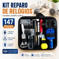 Kit 147 Peças Ferramentas Completo para Relojoeiro Manutenção e Conserto de Relógios