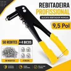 Rebitadeira Manual Profissional 9,5 Pol Alicate Rebitador Aço Resistente 4 Bicos + 50 Rebites