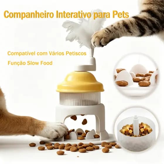 Brinquedo Interativo para Gatos com Design de Gelo Raspado e Alimentador Rotativo Automático
