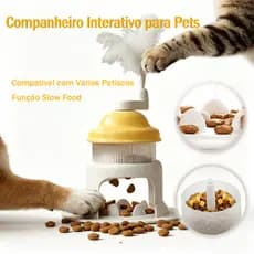 Brinquedo Interativo para Gatos com Design de Gelo Raspado e Alimentador Rotativo Automático
