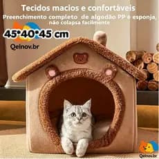 Cama Removível Lavável Quente e Peludo para Cachorro e Gato