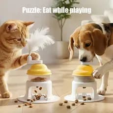 Brinquedo Interativo para Gatos com Design de Gelo Raspado e Alimentador Rotativo Automático, com Liberação de Ração par