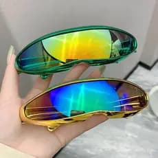 Óculos de Sol Populares de Armação Estreita X-Men, Óculos de Ciclismo Esportivos a Laser em Formato de Peixe, Óculos de