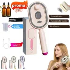Escova a Vapor Elétrica para Cabelo, Escova Desembaraçadora Recarregável com Spray de Água, Pente com Terapia de Luz Ve