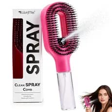 Escova de Cabelo com Spray de Água, Ferramenta 2 em 1 para Controle de Frizz, Funciona em Fios Úmidos e Secos, Pente Por