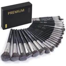 Conjunto de 25 Pincéis de Maquiagem Profissionais para Base, Blush, Delineador Angulado, Esfumar, Corretivo, Sombra, Con
