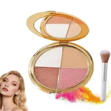 Paleta de Olhos e Bochechas - Maquiagem de Sombra e Iluminador (com Pincel Removível), Kit de Contorno para Maquiagem, P