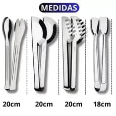Kit de 4 Pegadores Inox Cozinha – Massa 20cm Universal 20cm Salada 20cm Gelo 18,5cm Para Salada Massa Frios e Multiuso