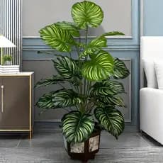 18Folhas Planta Artificial Palmeira Areca Real Toque Árvore artificial para decoração de casa 70 cm 18Folhas samba