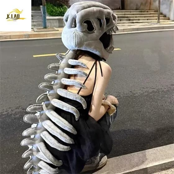 Máscara De Esqueleto De Dinossauro KLAOSD , Chapéu De Cosplay Engraçado Vestível Com Design De Exosqueleto , Pelúcia