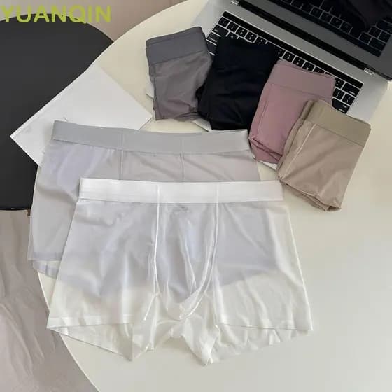 YUANQINZT Cuecas Boxer Masculinas , Transparentes 20D Sem Costura De Malha De Secagem Rápida , Roupa Íntima Fina Para Ho