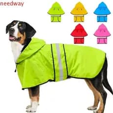 NEEDWAYB Capa De Chuva Para Cachorro , Impermeável Com Capuz À Prova De Vento , Jaqueta Protetora Animais De Estimação