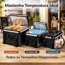 Bolsa isolante grande portátil dobrável para Lanches Marmita Dobravel Alça Ajustavel