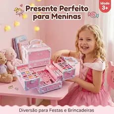 Kit Infantil Criança De Maquiagem Com Necessaire 48 ITENS no total Make Linda Completa