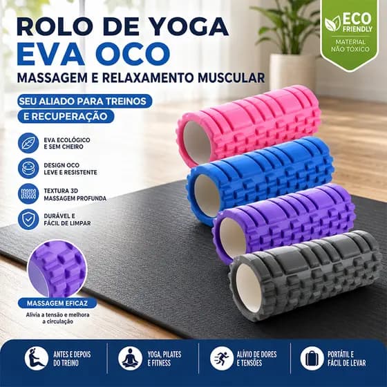 KIT 2/4 Rolo de Massagem Liberação Miofascial Yoga Massagem Corporal