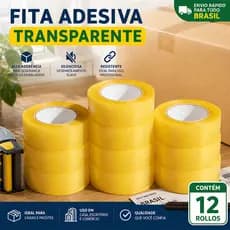 Kit 12 Fitas Adesivas Durex Larga 780m Transparente Grande Embalar Caixas e Encomendas