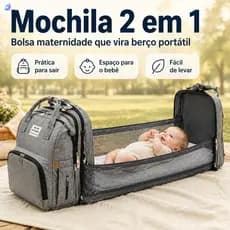 Mochila Bolsa Maternidade Multifuncional Vira Berço Portátil Impermeável Grande Capacidade Com Trocador e Porta Mamadeir