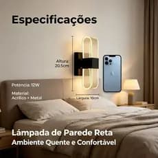 Arandela de Parede LED com Luz Quente