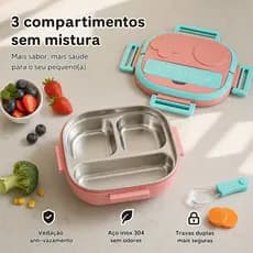 Lancheira Infantil com Isolamento Térmico em Inox e Plástico Marmita Infantil Térmica Vedável Lancheira Inox