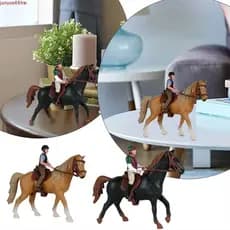 Estatueta De Cavaleiro E Cavalo JUNYUE , Modelo De Animal Realista De Fazenda Artificial