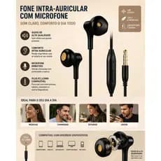Fone de Ouvido P2 3.5mm Microfone Redução De Ruído Com Botão Som Potente Android iPhone PC L38