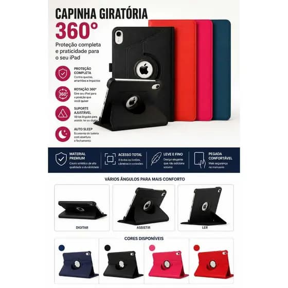 Capa , capinha giratoria 360 pra IPAD MINi 6 com Auto Sleep Couro