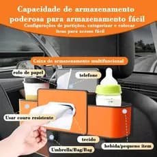Organizador para banco de carro com suporte para copos, porta-lenços multifuncional e gancho