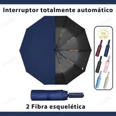 Guarda-Chuva Automático - Dupla Vareta Reforçada, Resistente ao Vento e Chuva, com Proteção UV