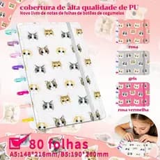 Caderno destacável A5/B5 com relevo de gatinho e capa dura personalizada 80 folhas