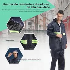 Capa Chuva Pvc Conjunto Impermeável Motoqueiro Motoboy C/ Capuz Motociclista Bike