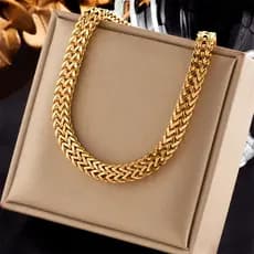Colar Gargantilha Feminino de Aço Inoxidável 316L, Corrente Preta Espessa, Novo Estilo Punk, Joia Hip Hop Dourada, Prese