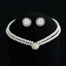Conjunto de colar e brincos de pérolas para noivas, acessórios para decoração de fotos de vestidos