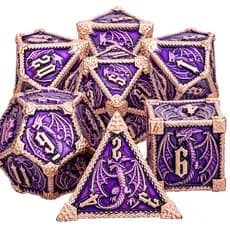 D + Metal Policarbonato Roxo RPG handmade Dragon Dice Set Para Dingeons E Dragões 6XPX